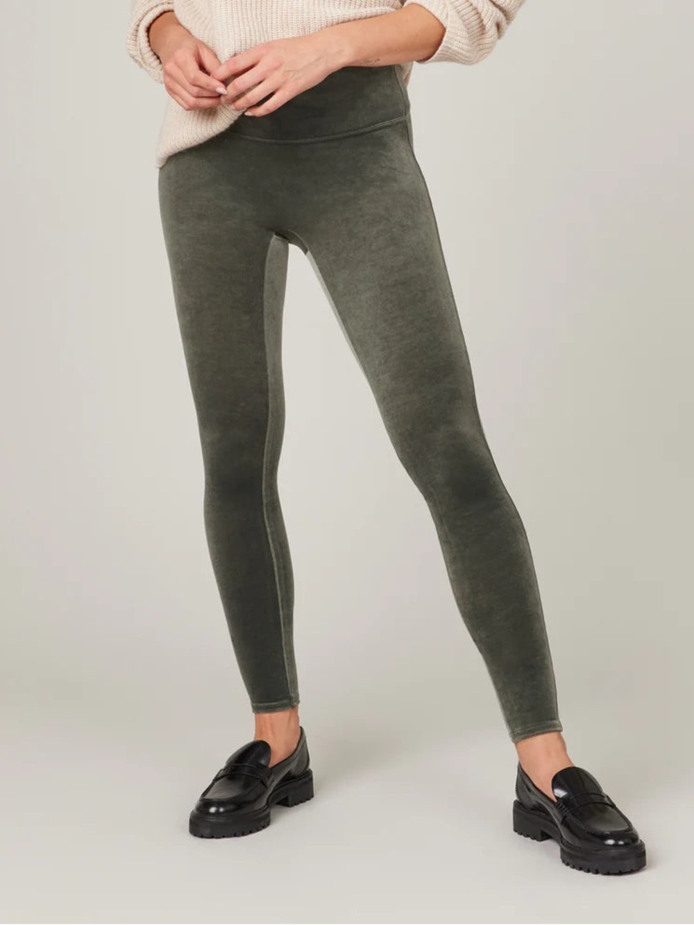NWT SPANX Velvet Leggings Green Medium